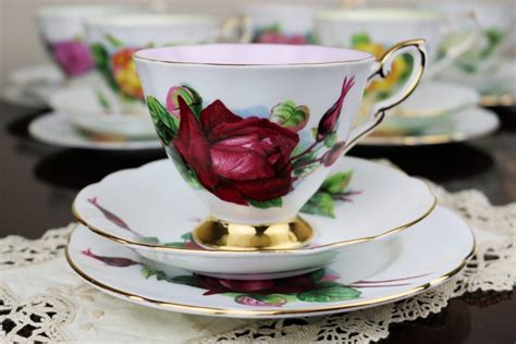Set Of 6 Paragon Harold Wheatcroft World Famous Roses Teacup Trios The Teacup Attic