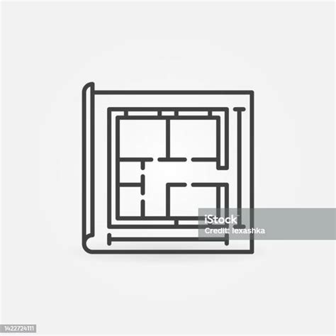 Paper With House Plan Outline Vector Concept Icon Stock Illustration