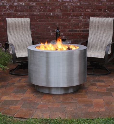 38 Inch Round Stainless Steel Fire Pit Natural Gas Or Remote Propane Stainless Steel Fire