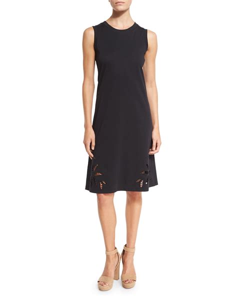 See By Chloe Sleeveless Embroidered Jersey Dress Black