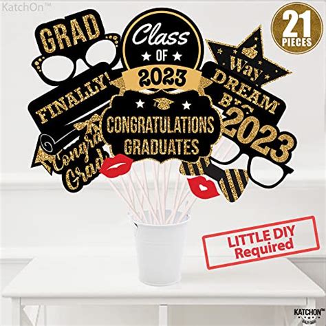 Katchon Glitter Graduation Photo Booth Props 2023 Pack Of 21