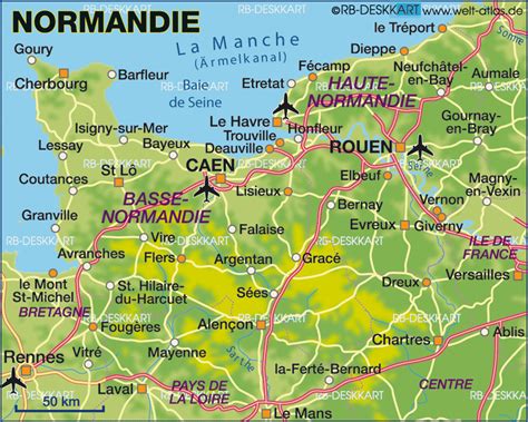 Map of Normandy (State / Section in France) | Welt-Atlas.de
