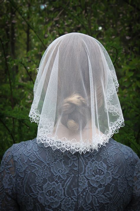 evintage veils~ ivory or black simplicity princess style traditional catholic mantilla chapel veil