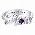 Mother's Day Jewelry Giftd Personalized Round Simulated Amethyst Mom ...