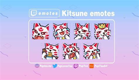 7x Cute Kitsune Emotes Pack For Twitch Youtube And Discord Etsy