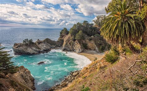 Nature Landscape Mc Way Falls California Beach Sea