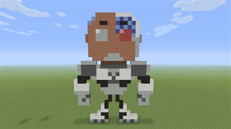 Minecraft Pixel Art Cyborg From Teen Titans Go Youtube
