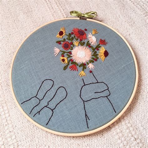 Flower Bouquet Hand Embroidery Pattern Easy Digital Pdf Etsy Hand