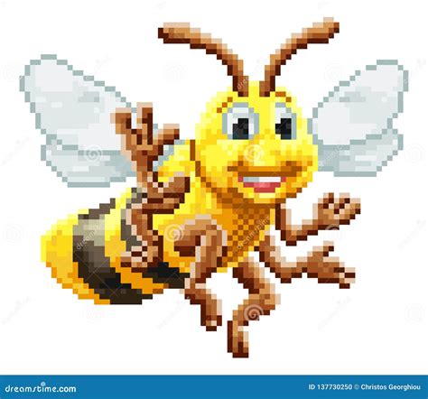 Hive Pixel Art Bee House On White Background Vector Illustration