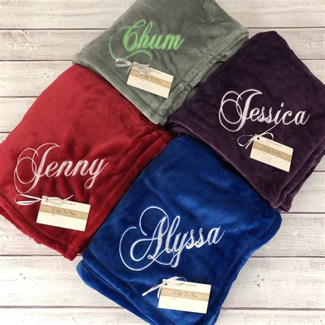 Personalized Custom Soft Blanket With Script Name 9 Colors Etsy