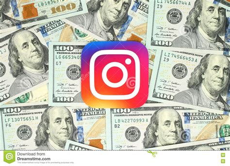 Instagram New Logo Printed On Paper And Placed On Money Background