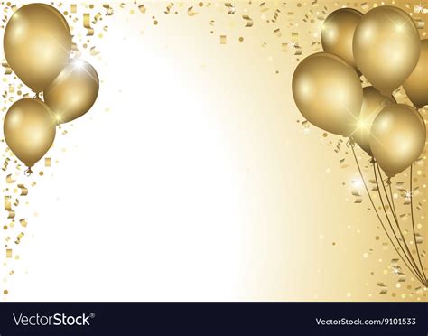 Gold Balloons And Falling Confetti Royalty Free Vector Image