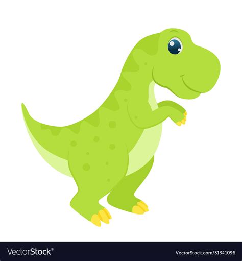 Cute Cartoon Green Dinosaur For Kids Royalty Free Vector