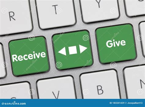 Receive Or Give Inscription On Green Keyboard Key Stock Image Image