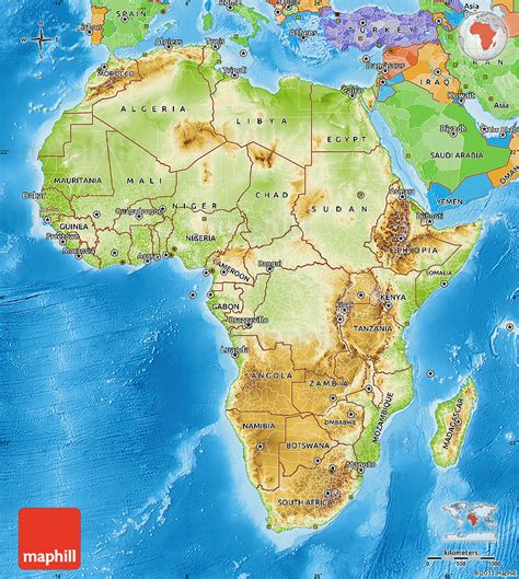 Physical Map Of Africa Political Outside Shaded Relief Sea