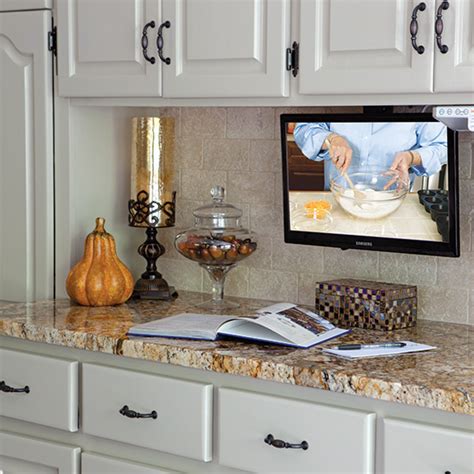 Under The Cabinet Tv For The Kitchen Creative Kitchen Storage Idea