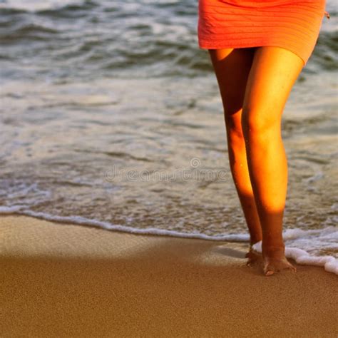 Woman S Legs On The Sandy Beach Stock Photo Image Of Summer