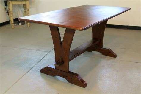 Be sure to clear coat your table with a polyurethane, water or oil based is fine. Custom Made Vermont V Trestle Base Farmhouse Table by ...