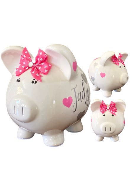 Extra Large Personalized Piggy Bankpink Heart Bankbanks For Etsy
