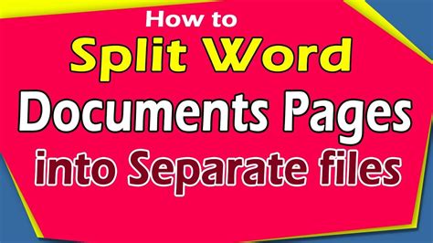 How To Split Word Document Pages Into Separate Files File Splitter