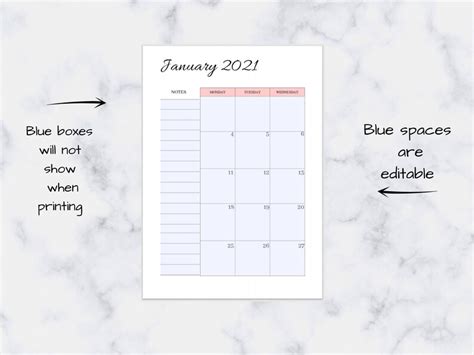 2021 Monthly Planner 2021 Calendar Planner 2021 Printable Calendar