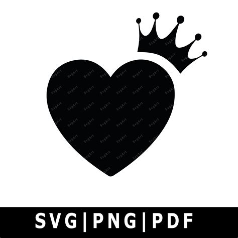 Crown With Heart Svg 262 Svg Png Eps Dxf File