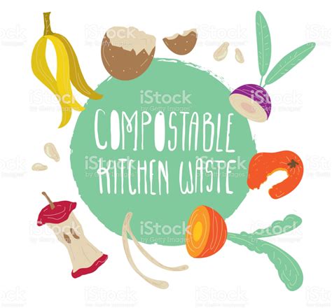 Vector Illustration Of A Compostable Kitchen Waste Compost With Hand
