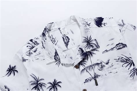 Palm Wave Mens Hawaiian Shirt Aloha Shirt White Map Beachwear Central
