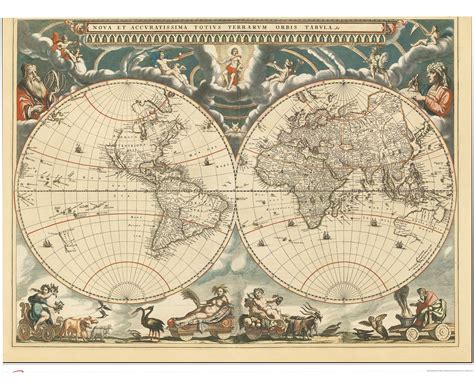 World Antique Wall Map 1664