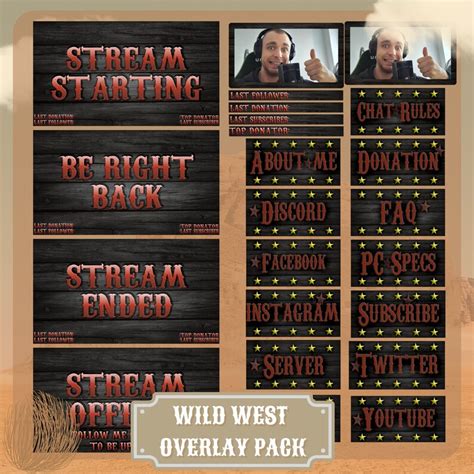 Twitch Overlay Package Set Western Style Stream Overlay Etsy
