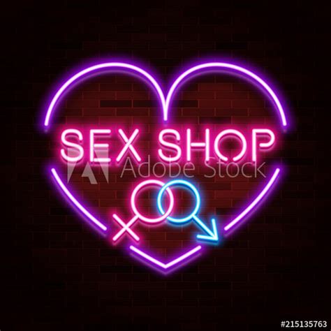 Sex Shop Logo Neon Realistic Text Design Adult Store
