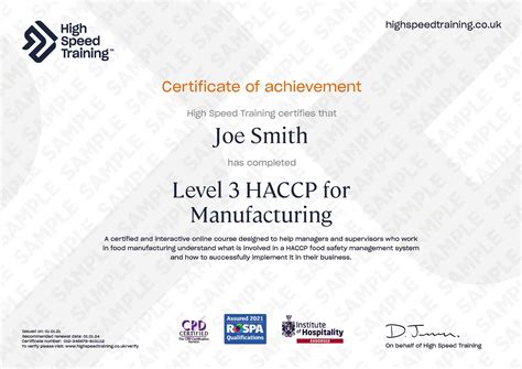Haccp Certification Expiration