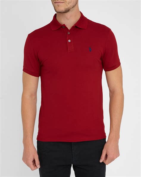 Polo Ralph Lauren Red Stretch Polo Shirt In Red For Men Lyst