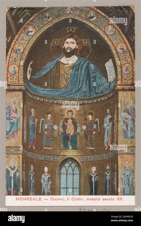 Mosaico De Cristo En La Catedral De Monreale En Sicilia Monreale