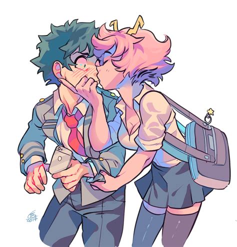 Midoriya Izuku And Ashido Mina Boku No Hero Academia Drawn By