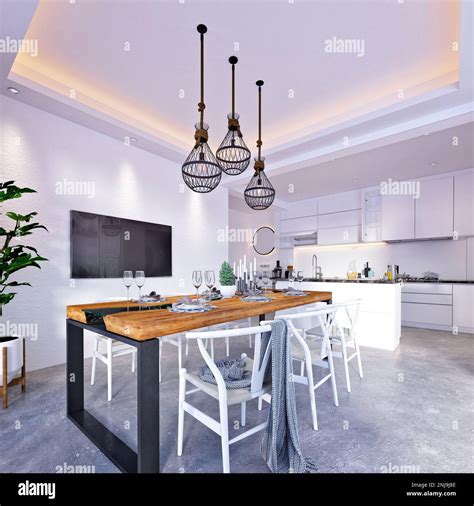 3d Render Luxury House Interior Stock Photo Alamy