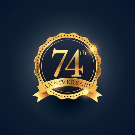 74th Anniversary Celebration Badge Label In Golden Color Download