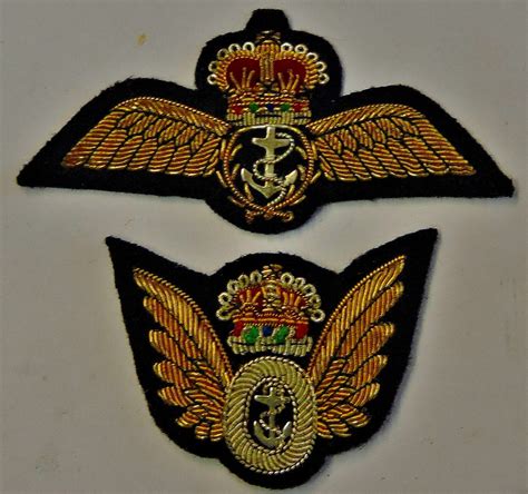 Fleet Air Arm Two Officers Bullion Badges One Observers Patch With Kc