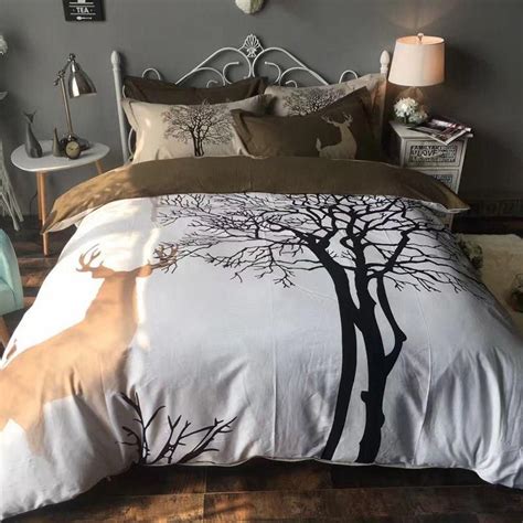 It is not tough to vary the bedding, and it will possibly actually rejuvenate a. Tree and Deer bedding set cotton-deer&tree natural duvet ...