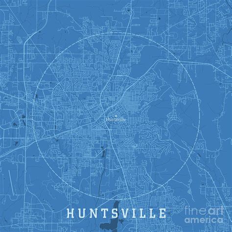 Huntsville Al City Vector Road Map Blue Text Digital Art By Frank