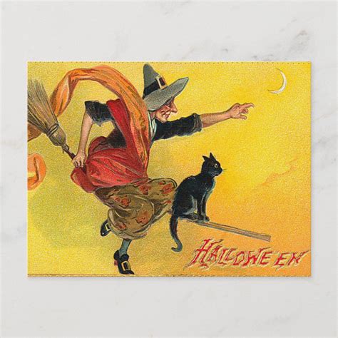 Vintage Halloween Witch Postcard Zazzle
