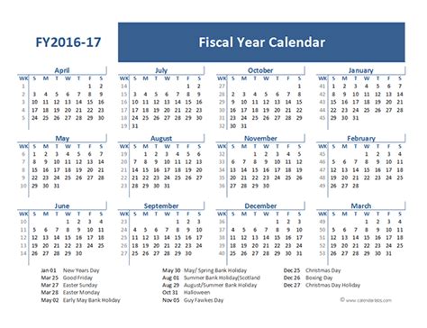 2016 Fiscal Year Calendar Uk 05 Free Printable Templates