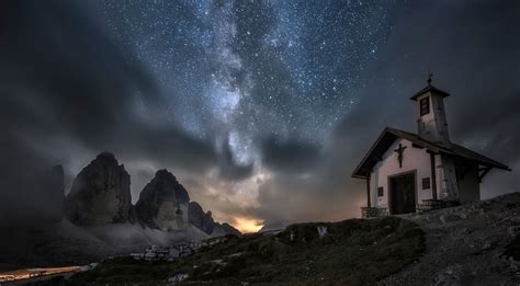 Hd Wallpaper Tre Cime Di Lavaredo Dolomites Night Italy