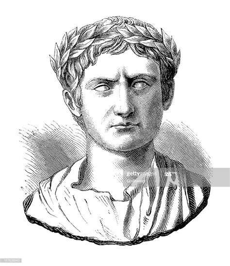 Engraving Of Julius Caesar Or Augustus Casus Octavianus Illustration