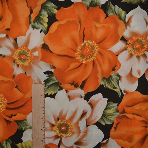 Orange Floral Fabric Large Scale California Poppies Freespirit Fabrics