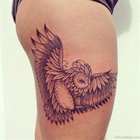 50 Lovable Owl Tattoo On Thigh Tattoo Designs
