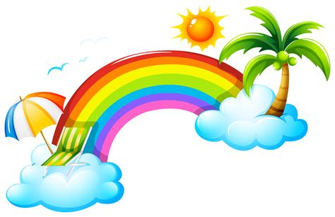 A Rainbow In The Sky 366389 Vector Art At Vecteezy