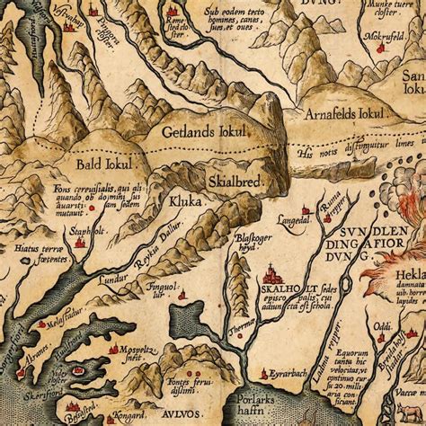 old map of iceland islandia 1542 island sea monsters am37 etsy