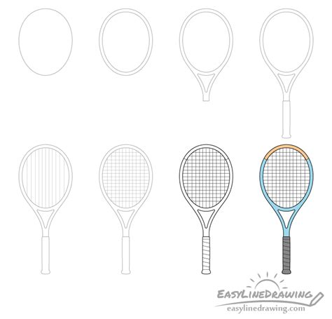 How To Draw A Tennis Racket Step By Step Easylinedrawing