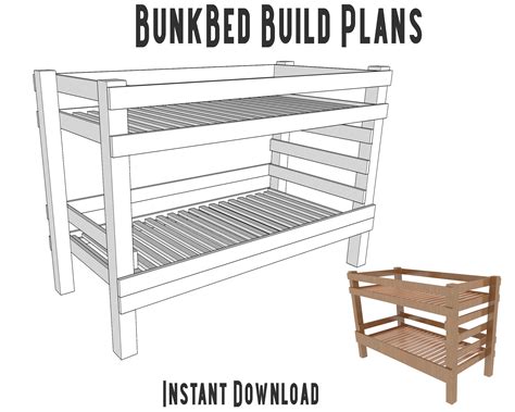 Bunk Bed Plans Diy Bunk Bed Build Plans Bed Woodworking Etsy Canada